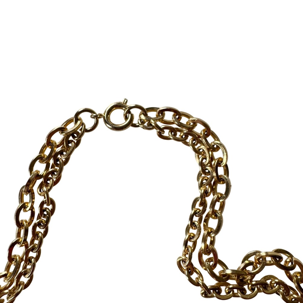 Vintage Gold Tassel Necklace Double Strand Chain Boho Festival Classic Glam - Picture 9 of 10